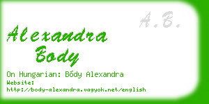 alexandra body business card