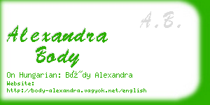 alexandra body business card